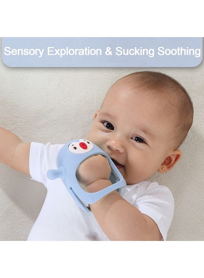 Smily Mia Penguin Buddy Never Drop Silicone Baby Teething Toy for 0-6month Infants, Baby Chew Toys for Sucking Needs, Hand Pacifier for Breast Feeding Babies, Car Seat Toy for New Born,Light Blue  - Image 5