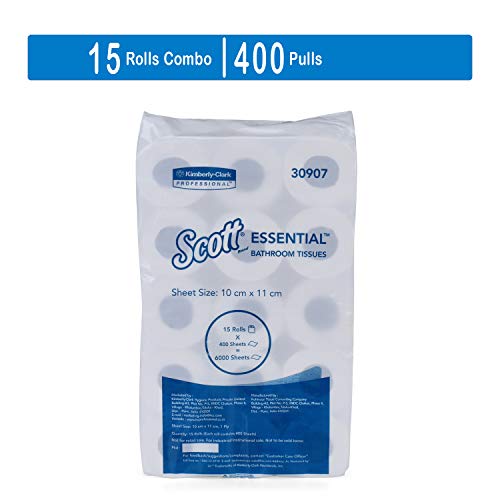 Scott® Toilet Tissue 30907-1 Ply Toilet Paper - 15 Toilet Rolls x 400 Toilet Tissue Sheets - Sheet Size 11 x 10 cm (6,000 total) (30907A) - Image 2