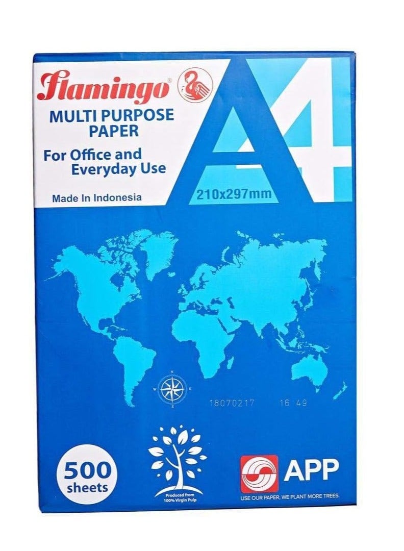 Flamingo A4 Multi-Purpose Photocopy Paper White, (Box of 5 Reams) , 500 Sheets in one Ream ,80 GSM - Image 1