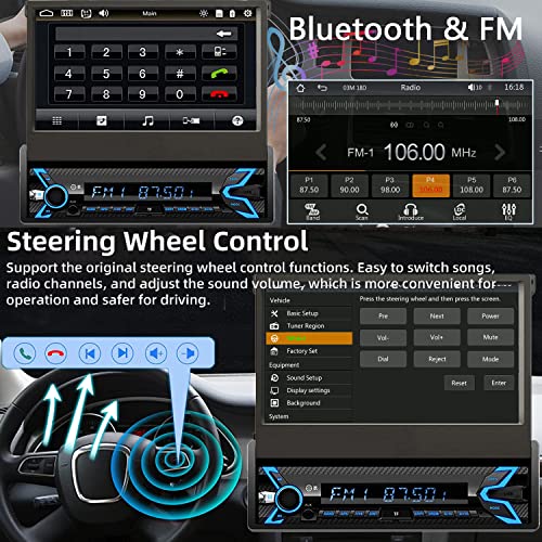 Naifay Single Din Car Stereo with Dash Cam & Backup Camera, 7INCH Flip Out Single Din Touchscreen Car Stereo with Apple Carplay & Android Auto, Car Audio Receivers Bluetooth Mirrorlink FM Car Radio - Image 4
