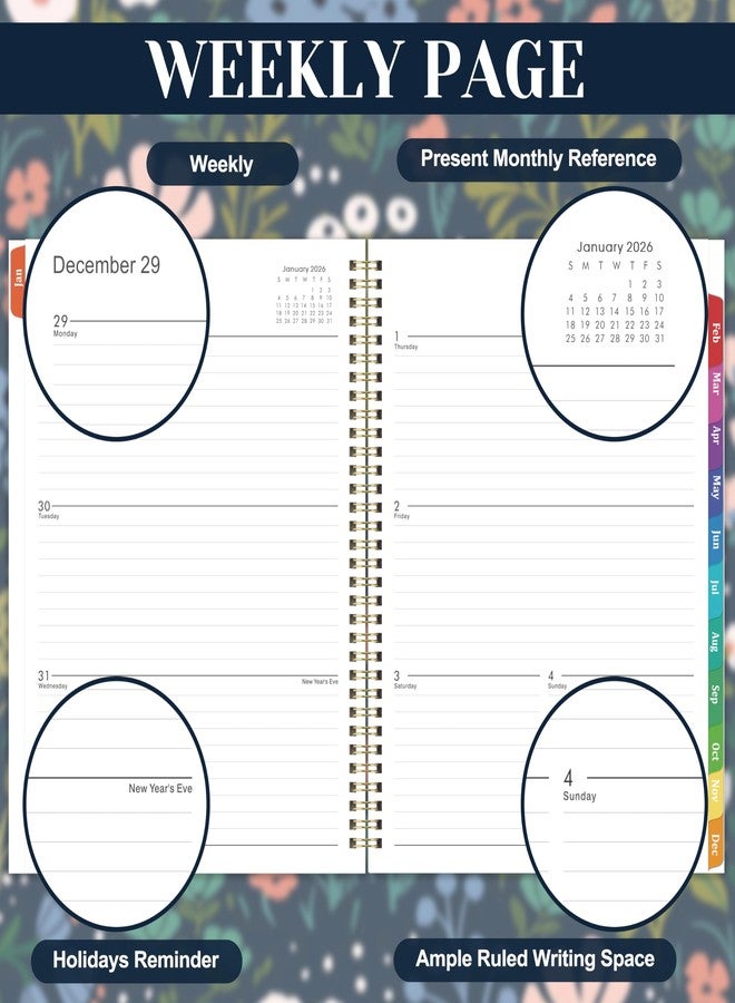 Journaltastic 2026 Planner - 2026 Planner Weekly and Monthly, 9” x 11”, Interchangeable Cover Planner with Colorful Tabs, Jan 2026 - Dec 2026, planner 2026 with Strong Twin-wire Binding, Inner Pocket, Premium Thick Paper - Waterproof - Image 4