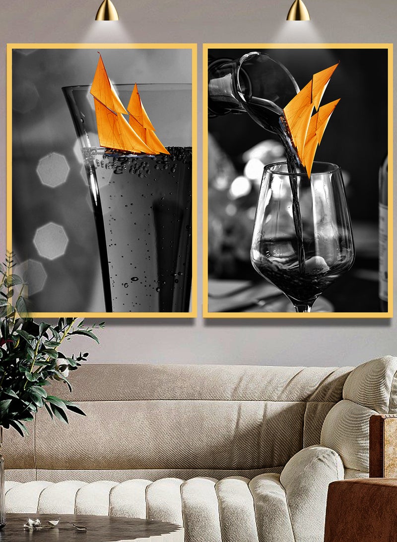 إيونتو مجموعة فنية جدارية فاخرة من الكريستال والبورسلين والزجاج (أ+ب) - لوحات زخرفية أنيقة لغرف المعيشة العصرية وغرف الطعام والمكاتب - Image 1