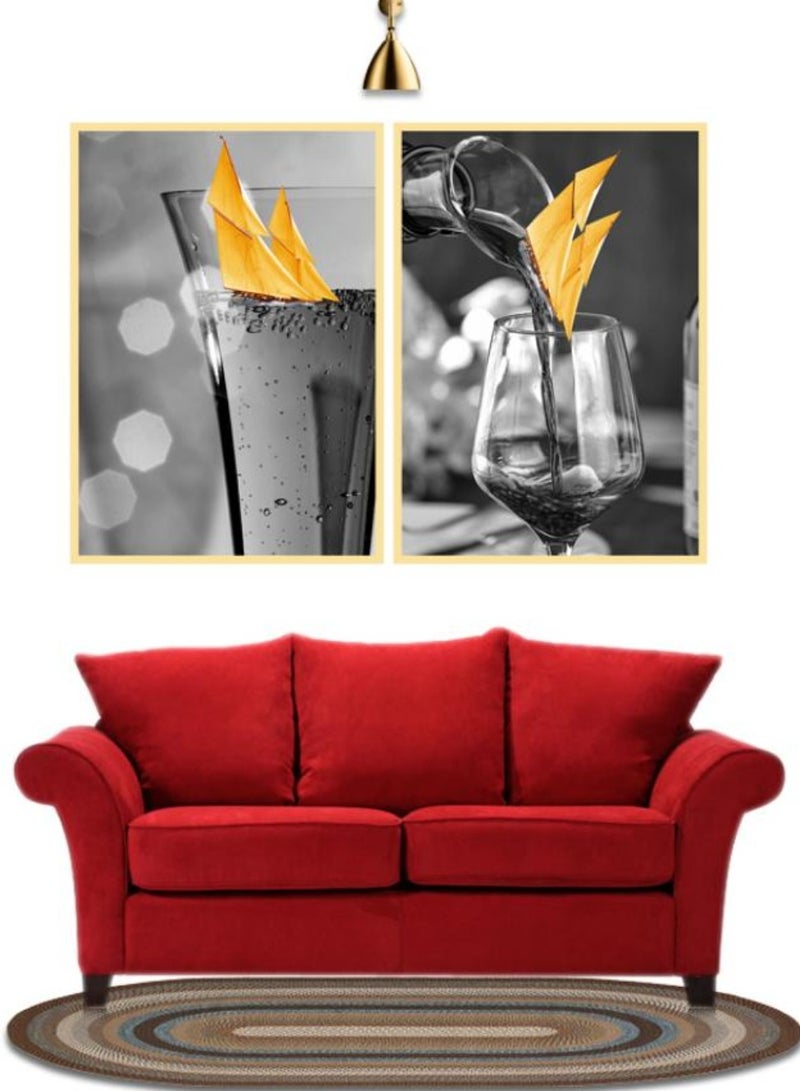 إيونتو مجموعة فنية جدارية فاخرة من الكريستال والبورسلين والزجاج (أ+ب) - لوحات زخرفية أنيقة لغرف المعيشة العصرية وغرف الطعام والمكاتب - Image 3