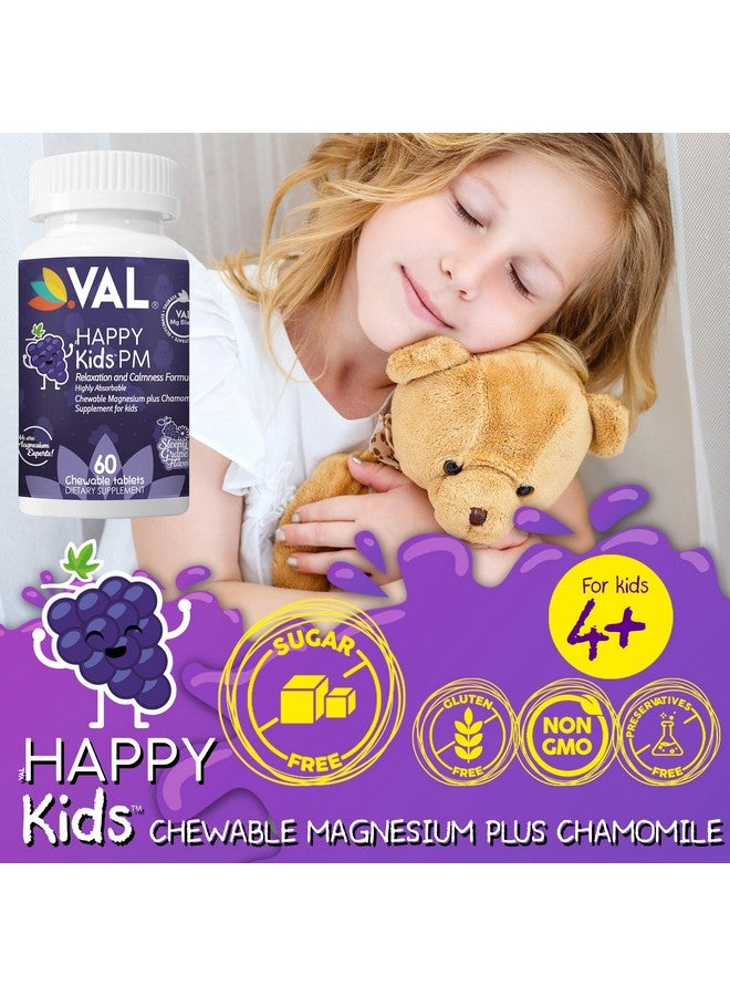 VAL أقراص ماغنيسيوم خالية من السكر للأطفال PM قابلة للمضغ | ماغنيسيوم غليسينات، سترات وتورات | بابونج وفيتامينات B6 وC | دعم وقت النوم | غير معدّل وراثيًا | نكهة العنب | 60 حبة - Image 2