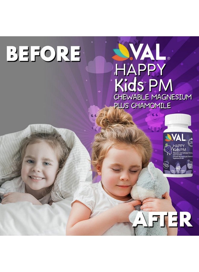 VAL أقراص ماغنيسيوم خالية من السكر للأطفال PM قابلة للمضغ | ماغنيسيوم غليسينات، سترات وتورات | بابونج وفيتامينات B6 وC | دعم وقت النوم | غير معدّل وراثيًا | نكهة العنب | 60 حبة - Image 5