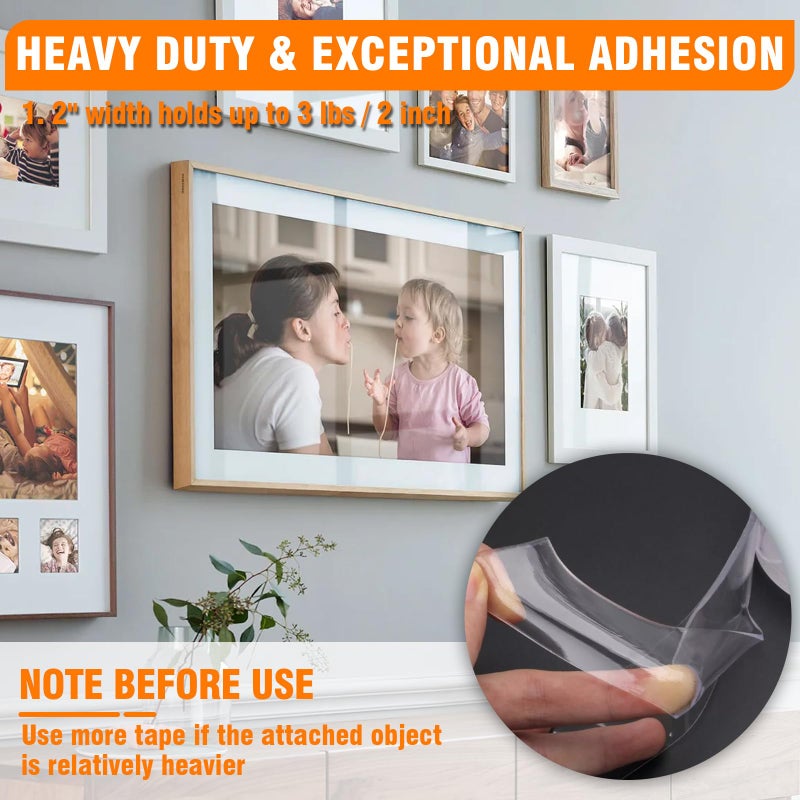 ANLOKE Double Sided Tape Heavy Duty 2 Pack, 1.2 Inch x 400 Inch ï¼ŒExtra Large Nano Double Sided Adhesive Tape for Walls, Carpets, and Posters - Removable Reusable, Washable(33.3FT) - Image 4