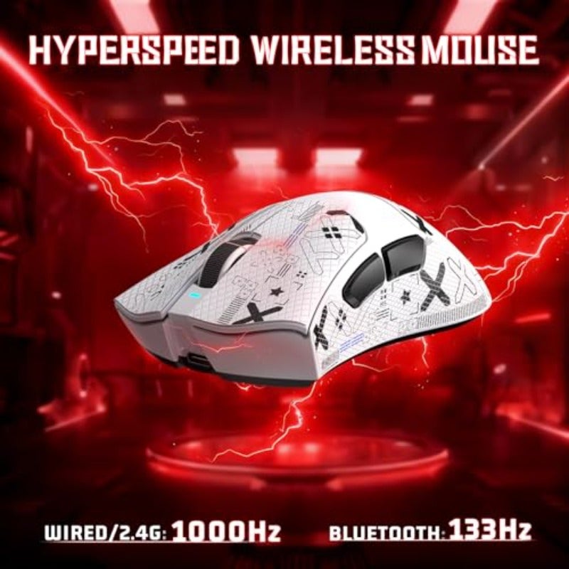 V3 Ultralight Tri Mode Wireless Gaming Mouse-White+Grip Tape PAW3311 Sensor500mAh 62g 25K DPI 2.4Ghz BT USB-C Wired Rechargeable 5 Programmable Buttons Driver for Laptop PC Mac Gamer - Image 5
