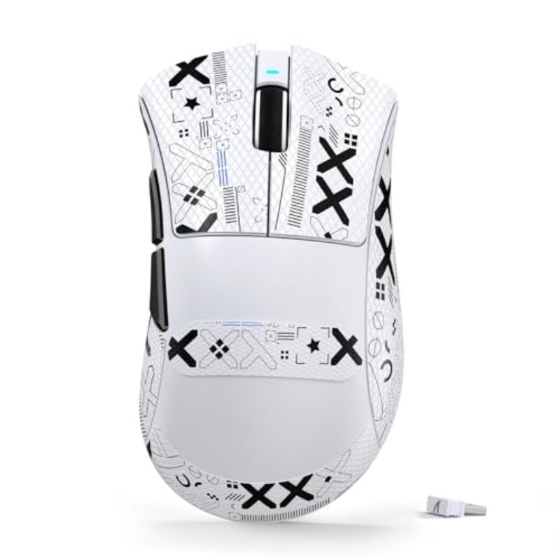 V3 Ultralight Tri Mode Wireless Gaming Mouse-White+Grip Tape PAW3311 Sensor500mAh 62g 25K DPI 2.4Ghz BT USB-C Wired Rechargeable 5 Programmable Buttons Driver for Laptop PC Mac Gamer - Image 1