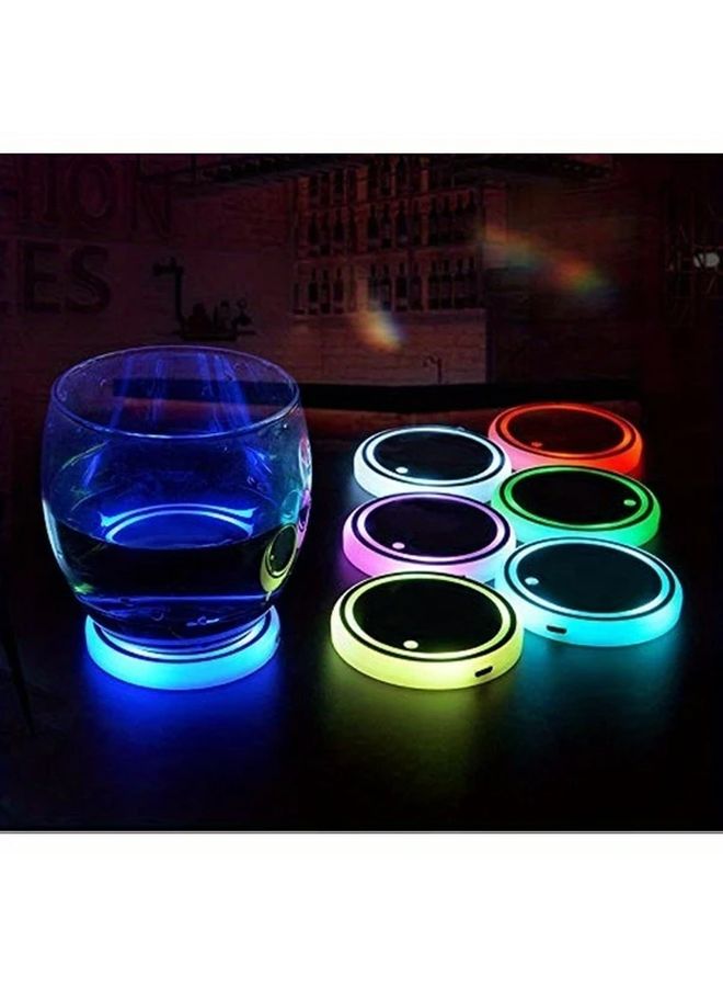 Dog Catch Model 2pcs LED Car Cup Holder Coasters USB Rechargeable 7 Colors Auto Sensor - Image 1