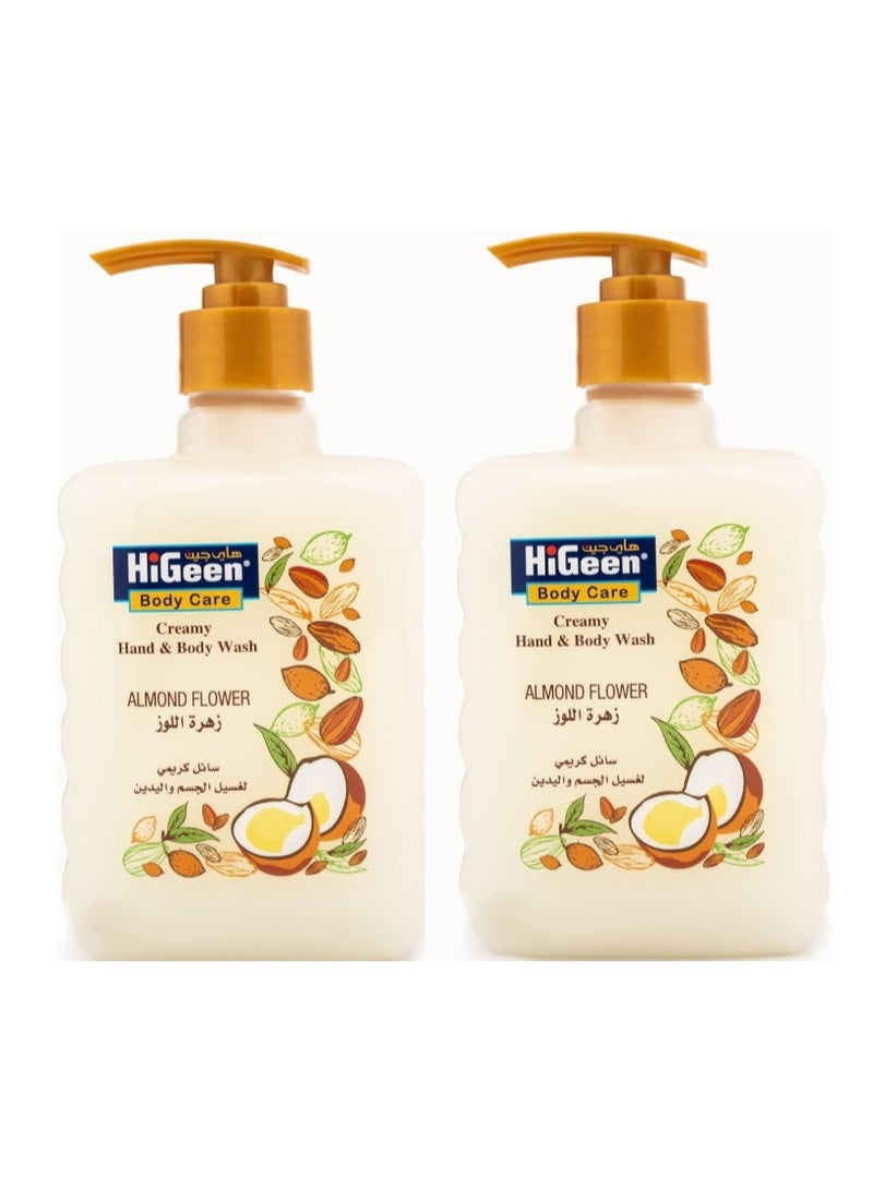 HiGeen Creamy Almond Flower Hand and Body Wash 500 ml, Twin Pack - Image 1