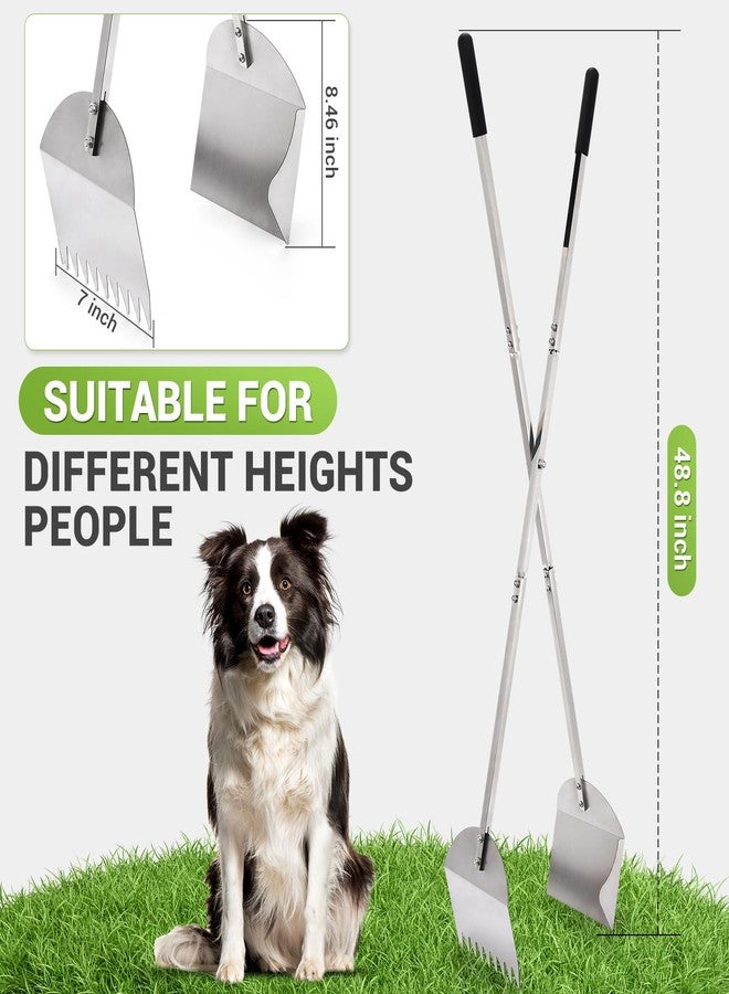 AugFir 48" Metal Pooper Scooper for Large Dogs, Heavy Duty Stainless Steel Dog Pooper Scooper Large Opening Long Handle for Pet Waste Removal, Grass, Dirt, Gravel,Yard, Indoor, Outdoor - Image 2