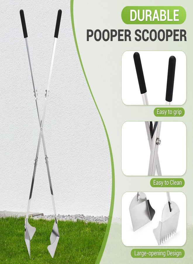 AugFir 48" Metal Pooper Scooper for Large Dogs, Heavy Duty Stainless Steel Dog Pooper Scooper Large Opening Long Handle for Pet Waste Removal, Grass, Dirt, Gravel,Yard, Indoor, Outdoor - Image 3