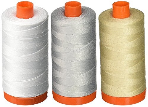 Aurifil 3-PACK - Aurifil 50WT - White + Dove + Light Beige, Solid - Mako Cotton Thread - 1422Yds EACH - Image 4