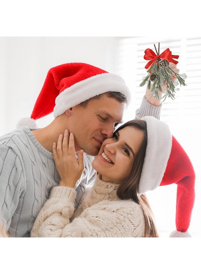 Giegxin 1 Piece Christmas Mistletoe Decor Artificial Mistletoe Ornament with Red Bow Christmas Hanging Mistletoe Decoration Bouquet Natural Pine Cones Christmas Tree Accessories (Classic Style) - Image 5