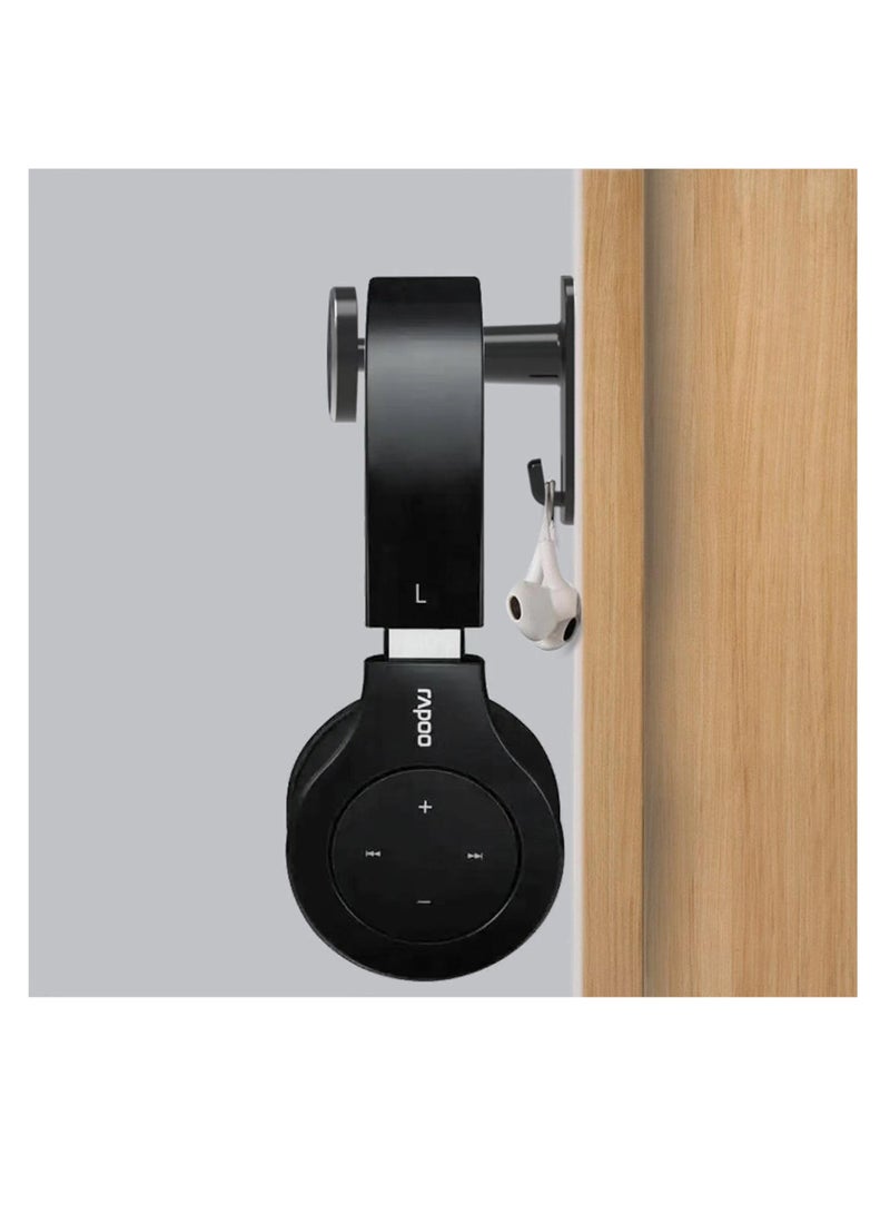 Adjustable Headphone Stand with Strong Adhesive Hanger for Universal Gaming Headsets - Stylish Black Design - Image 2