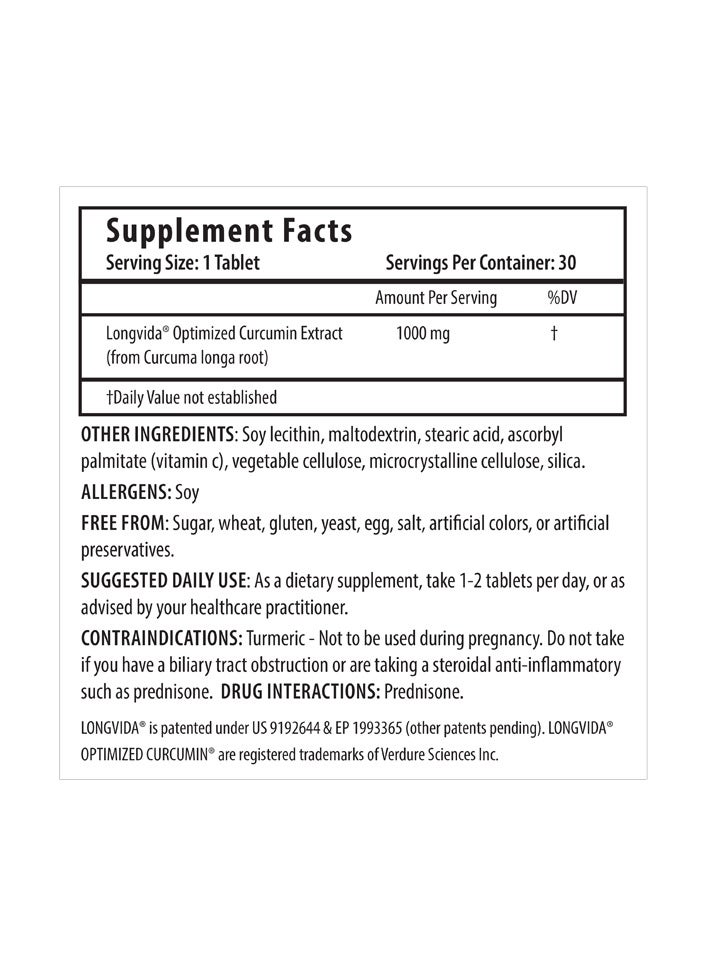 ProHealth Optimized Curcumin Brain & Focus Longvida 1000 mg, 60 Tabs - Image 2