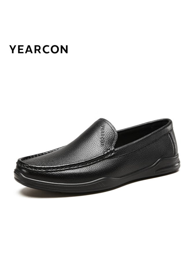 YEARCON Yierkang Men's Penny Loafers New Casual Soft Bottom Comfortable Middle-aged Dad Shoes 96384w Black 2 42 - Image 3