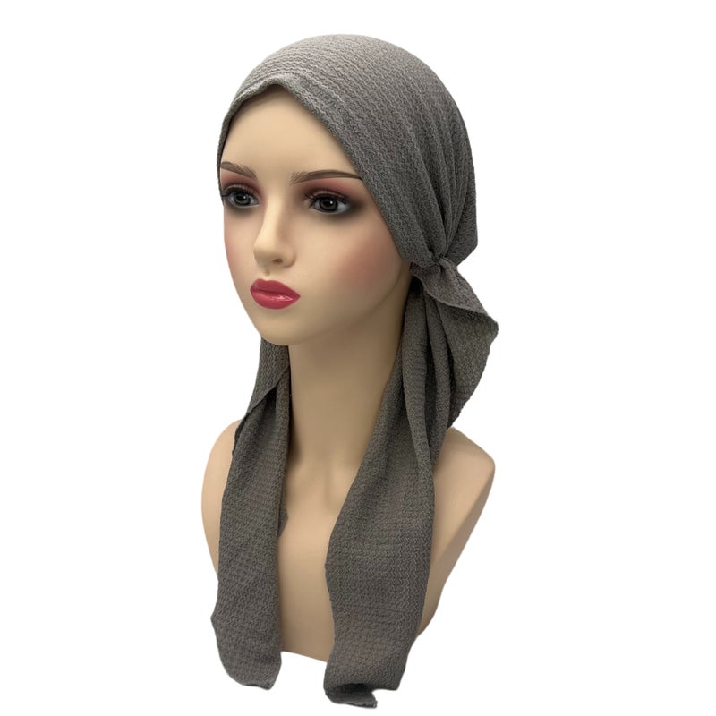 Solid Color Stretch Turban Hat Curved Wave Pattern Aircraft Hat Baotou Hat Versatile Pullover Hat New Style - Image 4