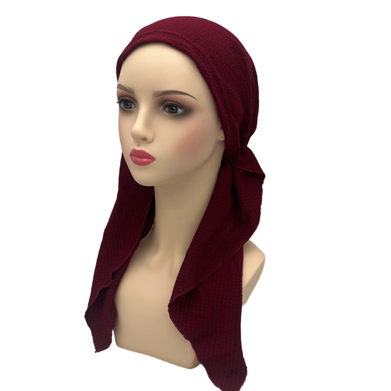 Solid Color Stretch Turban Hat Curved Wave Pattern Aircraft Hat Baotou Hat Versatile Pullover Hat New Style - Image 5