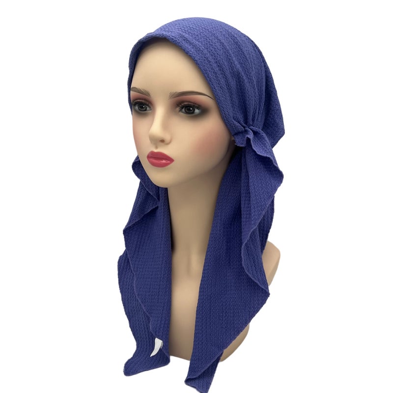 Solid Color Stretch Turban Hat Curved Wave Pattern Aircraft Hat Baotou Hat Versatile Pullover Hat New Style - Image 2