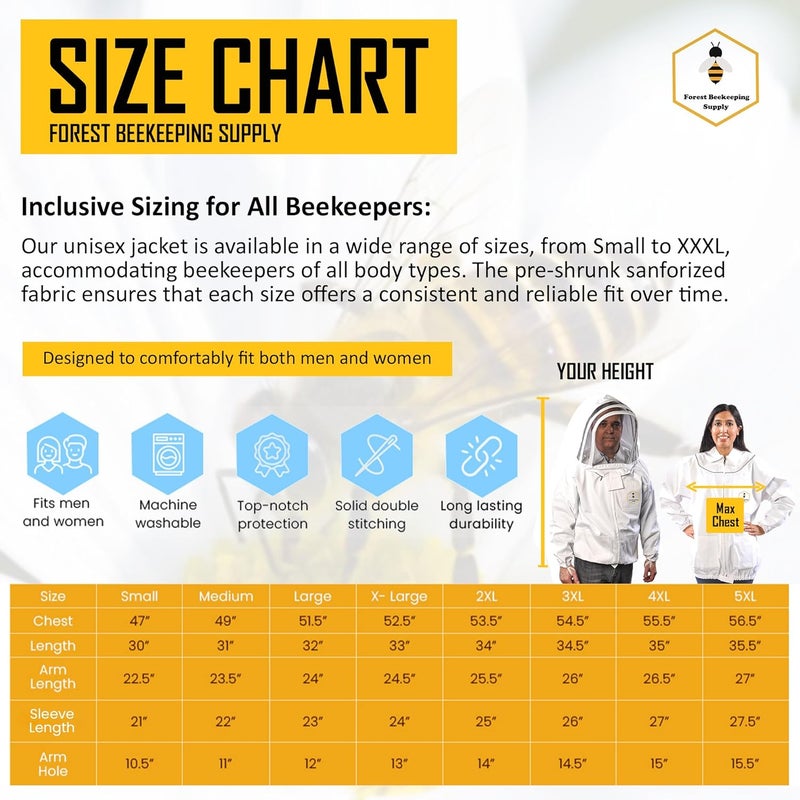 FOREST BEEKEEPING SUPPLY Beekeeping Jacket with Fencing Veil – Premium 100% Cotton Bee Jacket for Professional Beekeepers by (2XL) - Image 4