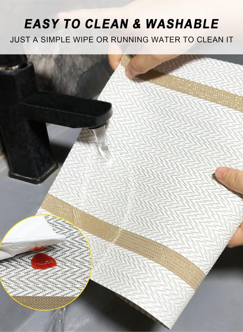 HomarKet Beige Placemats Set of 6 Heat-Resistant Washable Place Mats Non-Slip Vinly Woven Table Mats Wipeable Placemat for Kitchen Dining Table Decoration Indoor Outdoor  - Image 3