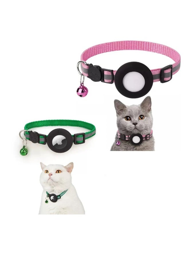 Acepets 2 pcs AirTag Holder Cat Collar with GPS Tracking – Protective Case, Breakaway Design, Lightweight Pet Collar