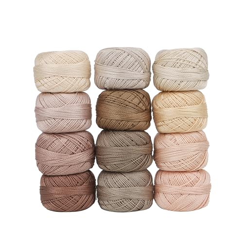 AMOHilos Size 8 Double Mercerized Egyptian Long Staple Cotton Pearl Thread 12 Gradient Colors per Box 5 Grams Ball Rainbow Color Embroidery Thread for Crochet Cross Stitch Hand Embroidery (12P) - Image 1