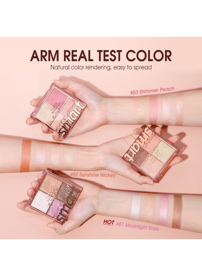 O.TWO.O O2O Smart Highlight Blush Palette, 11g, Moonlight Rose 01 - Image 3