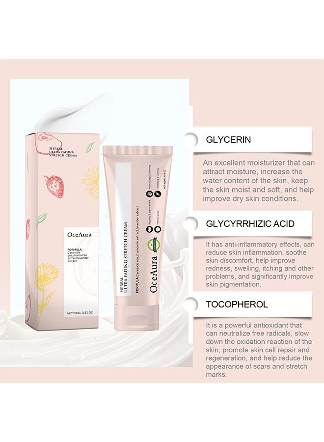 OceAura Herbal Ulera Fading Stretch Cream，Stretch Marks and Scar Removal Cream, Lighten Fat Lines and Postpartum Scars, Moisturize and Smooth Skin, Body Care Cream  100g - Image 2
