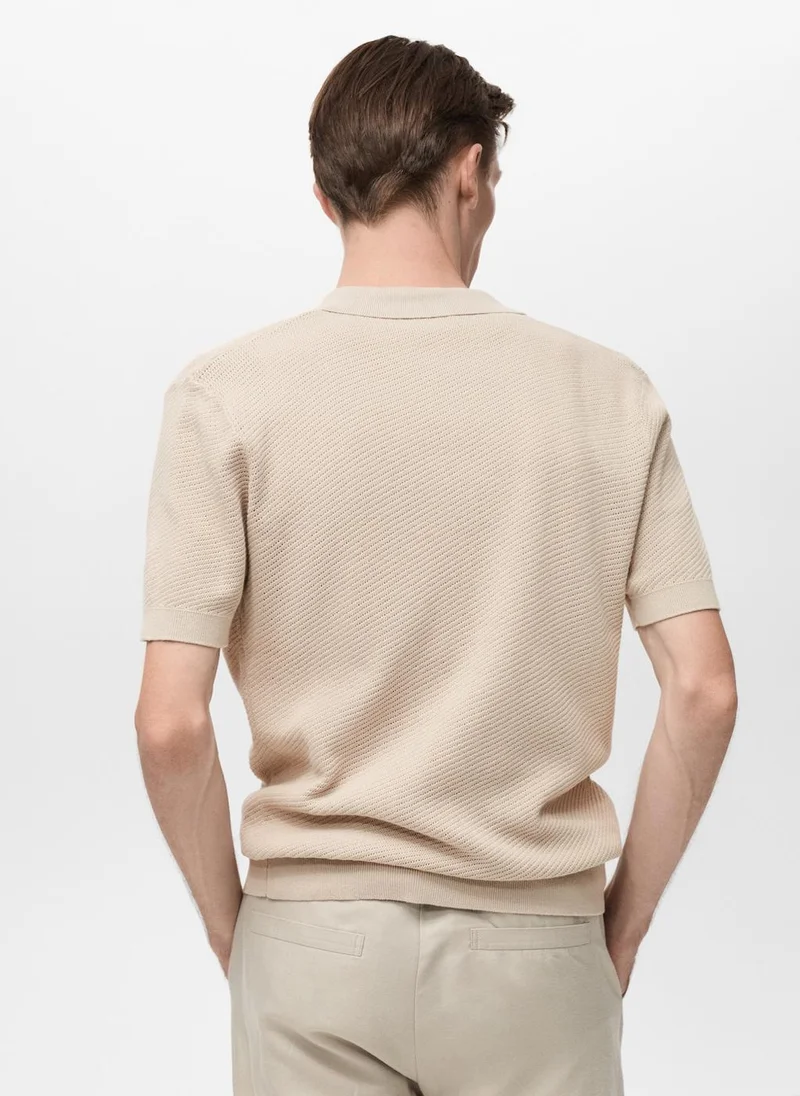 Mango Man Openwork Knitted Structured Shirt