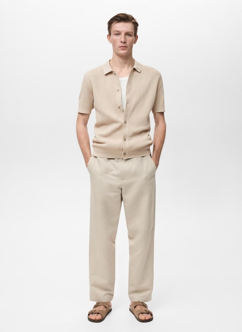 Mango Man Openwork Knitted Structured Shirt  - Image 5