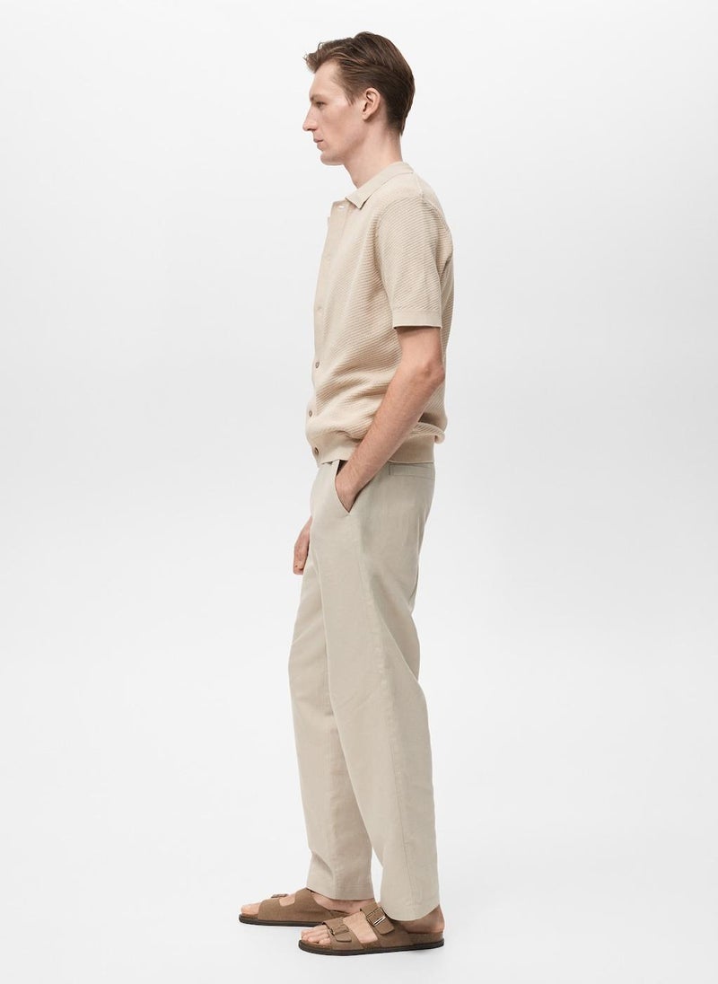 Mango Man Openwork Knitted Structured Shirt  - Image 3