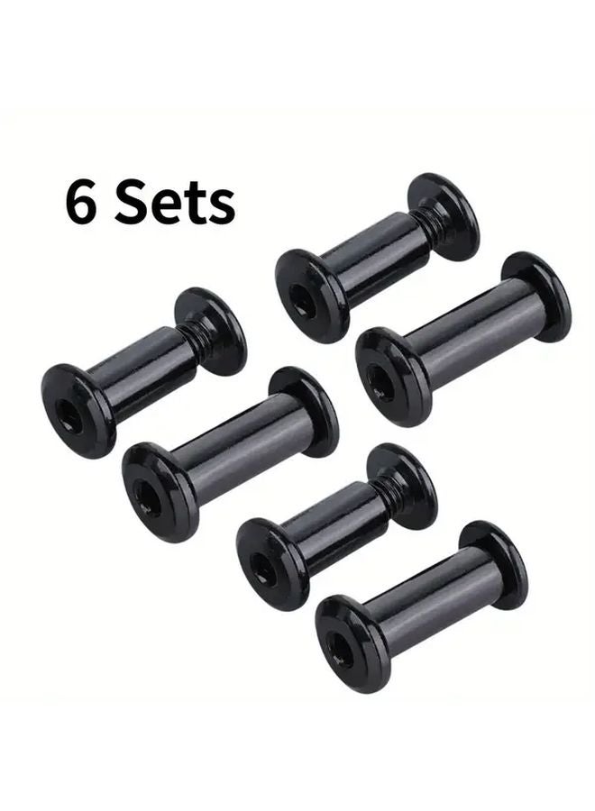 Black 6 Sets Hex Socket Flat Head Screws Nuts for DIY Furniture Luggage - Image 1