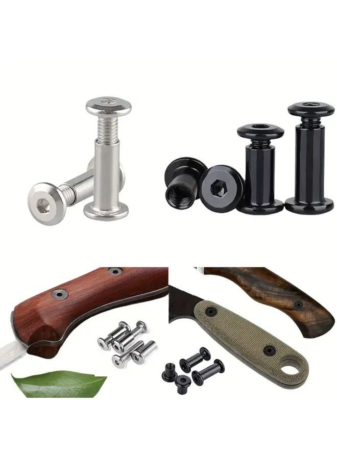 Black 6 Sets Hex Socket Flat Head Screws Nuts for DIY Furniture Luggage - Image 3