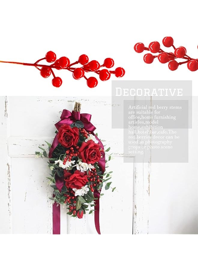 erorex 30 Pcs Red Artificial Berry Stems Red Berry Picks 8 Inch Fake Berries Bunch For Tree Decoration Diy Wreath Garland Or Tree Great Ornaments To Any Decoration  - Image 3