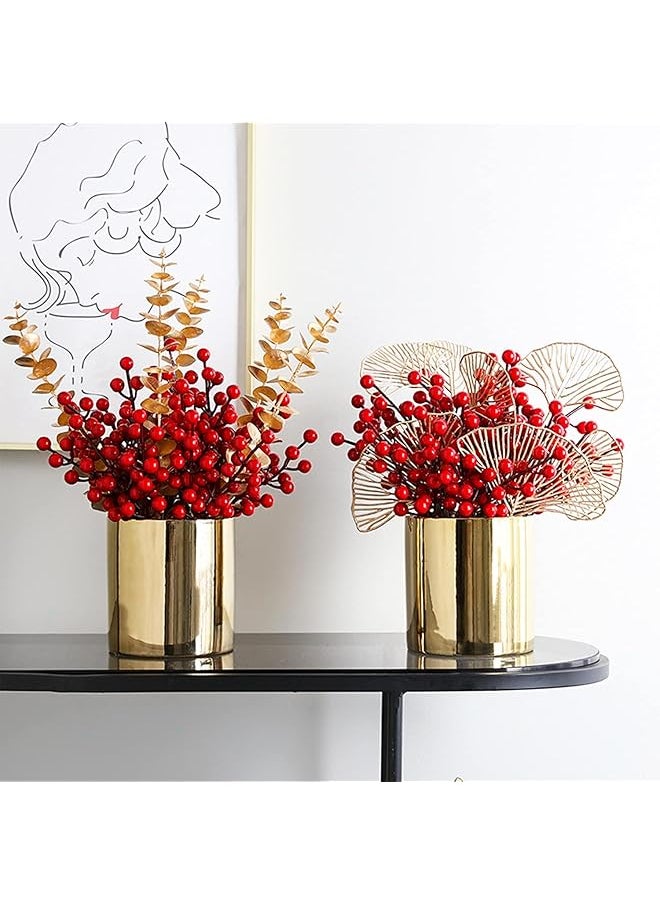 erorex 30 Pcs Red Artificial Berry Stems Red Berry Picks 8 Inch Fake Berries Bunch For Tree Decoration Diy Wreath Garland Or Tree Great Ornaments To Any Decoration  - Image 2