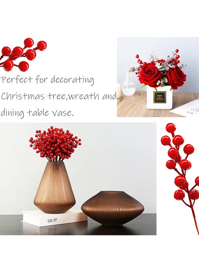 erorex 30 Pcs Red Artificial Berry Stems Red Berry Picks 8 Inch Fake Berries Bunch For Tree Decoration Diy Wreath Garland Or Tree Great Ornaments To Any Decoration  - Image 4