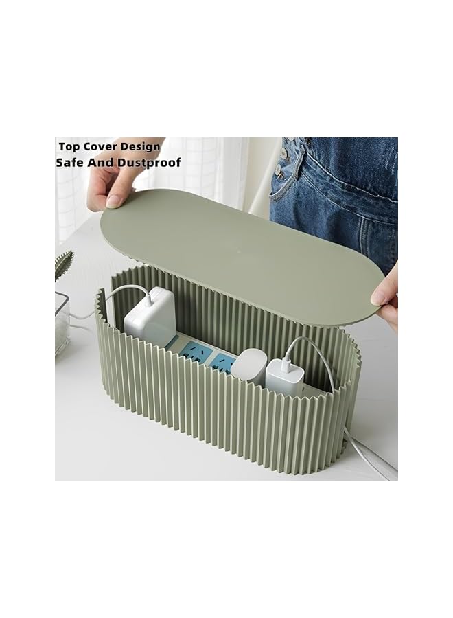 promass Cable Management Box,Cord Hider Box for Power Strips,Adapters,Chargers, Wires,Desk Cord Organizer Box,Close-Match Design for Home/Office (Green) - Image 3