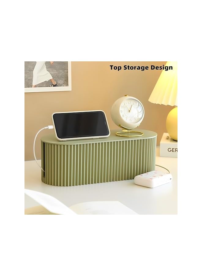 promass Cable Management Box,Cord Hider Box for Power Strips,Adapters,Chargers, Wires,Desk Cord Organizer Box,Close-Match Design for Home/Office (Green) - Image 5