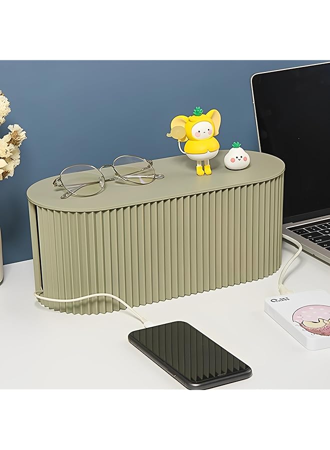 promass Cable Management Box,Cord Hider Box for Power Strips,Adapters,Chargers, Wires,Desk Cord Organizer Box,Close-Match Design for Home/Office (Green) - Image 1