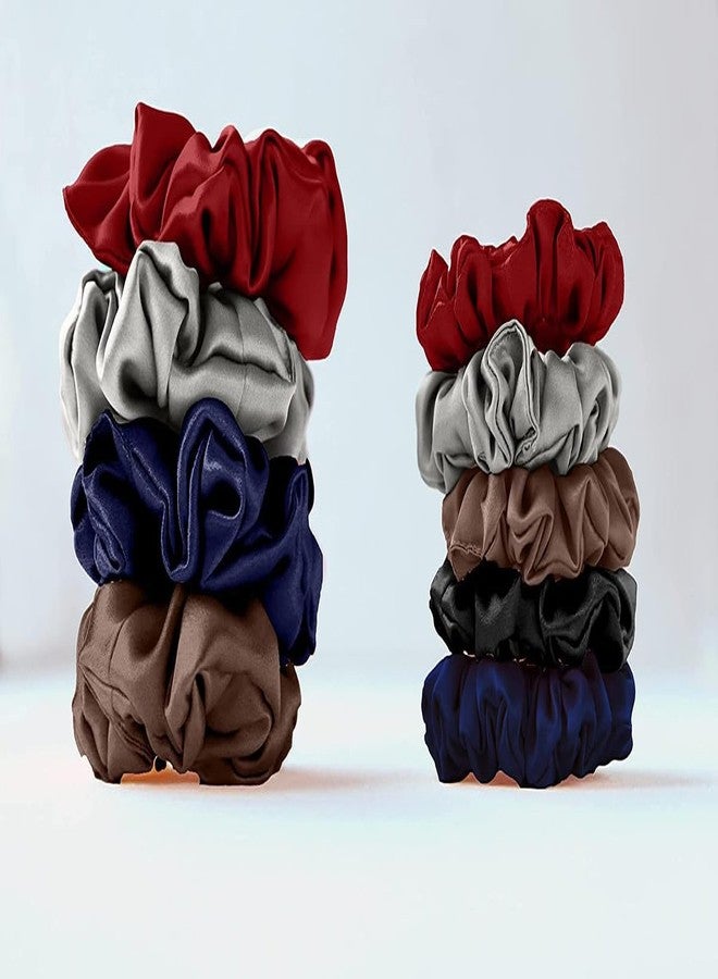 CHIROGRAPHY 5 PCS Large 100% Satin Hair Scrunchies With Thick Elastic For Women, Teenage Girls With All Types Of Hair-5PCS (SATIN DELUXE) - Image 5