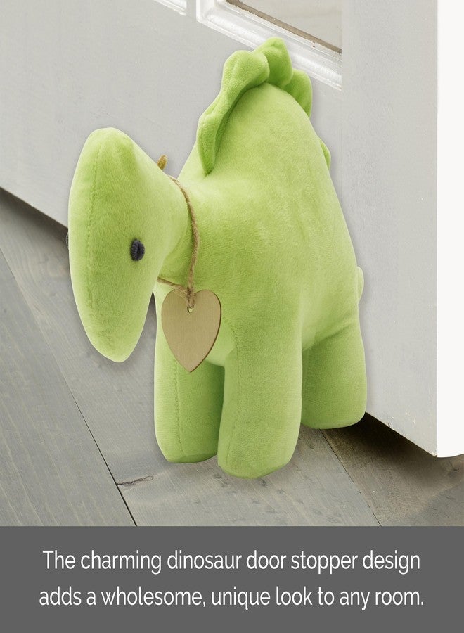 Elements Plush Weighted Fabric Green Dinosaur Door Stopper, 12.2x4.33x6.89 Inch - Image 4