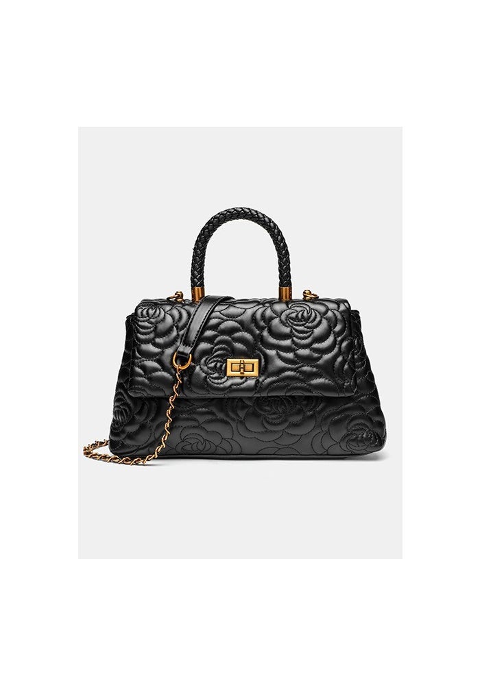 Foreign Trade Camellia Embroider Small Fragrant Style Bean Urban Elegant Fashion Generous Handbag Single Shoulder Diagonal Chain Bag