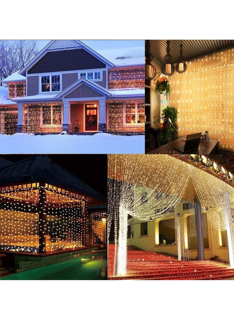 ارواق أضواء الستار الجنية 300 LED ستارة النافذة ضوء سلسلة حفل زفاف المنزل حديقة غرفة النوم في الهواء الطلق ديكورات الجدران الداخلية (أبيض دافئ) - Image 4