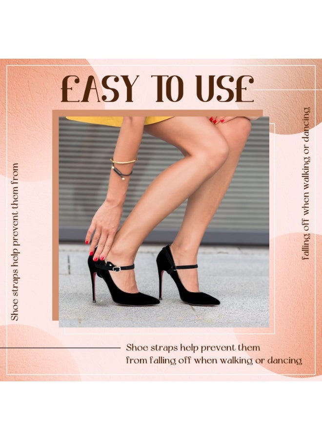 سونسر 2 زوج من أحزمة الأحذية القابلة للفصل للكعب العالي للنساء حزام أحذية مانع للانزلاق قابل للتعديل أربطة أحذية بديلة أحزمة كاحل لتثبيت الأحذية ذات الكعب العالي الفضفاضة، أسود - Image 3