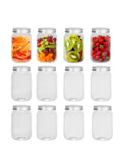 Darice Darice 8 oz Plastic Mason Jars with Airtight Screw on Lid - Refillable Clear Plastic Jars Containers for Kitchen and Household Storage, BPA-Free Jars with Lids, Pack of 12  - Image 1