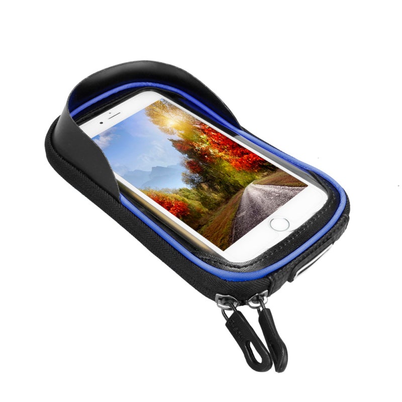 B-SOUL Bike Bag: Blue Polyester Oxford Fabric, Water-resistant, Non-slip Bottom, 3 Adjustable Straps - Removable TPU Touch Screen Phone Case, Dual Side Storage Pockets for 5.0in to 6.0in Phones, Cycling Acce - Image 3