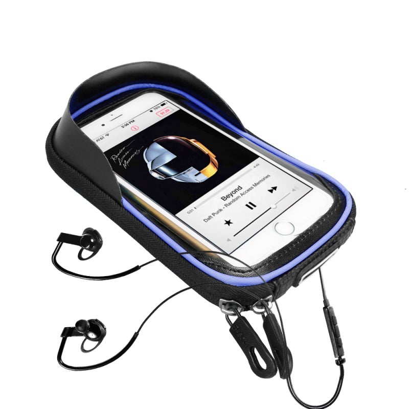 B-SOUL Bike Bag: Blue Polyester Oxford Fabric, Water-resistant, Non-slip Bottom, 3 Adjustable Straps - Removable TPU Touch Screen Phone Case, Dual Side Storage Pockets for 5.0in to 6.0in Phones, Cycling Acce - Image 4