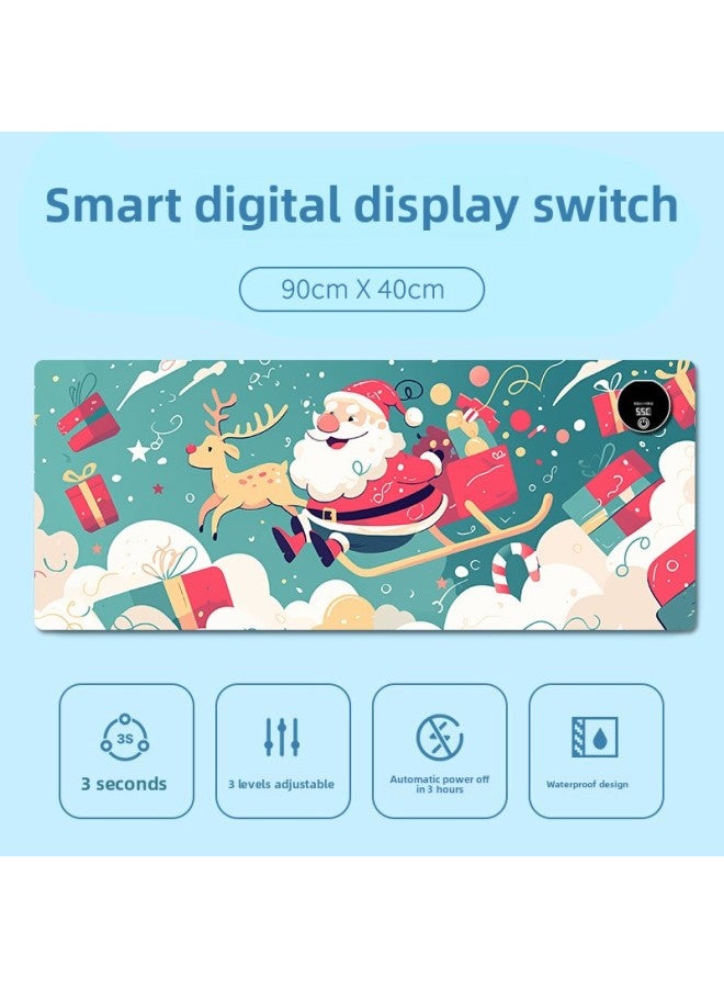 Happy Santa Claus Heating Mouse Pad Oversized Cartoon Computer Desk Pad Office Game Wrist Keypad Pad-Color:330*800*1.6mm Boxed-Pattern:Come To The Picture - Image 5